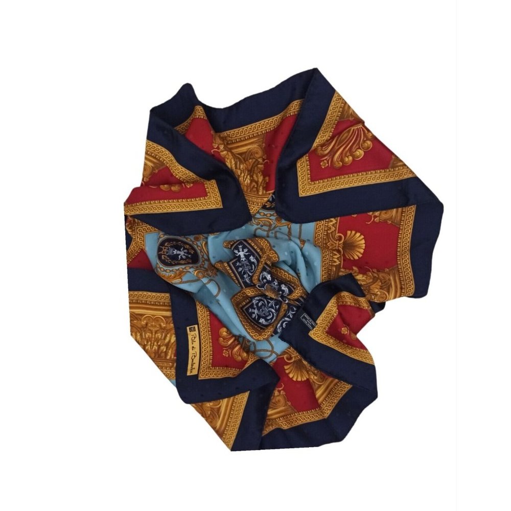 BLU DI BALESTRA Blue Royal Silk Scarf ITALY 34.5"/ 34.5” EC - Picture 5 of 10